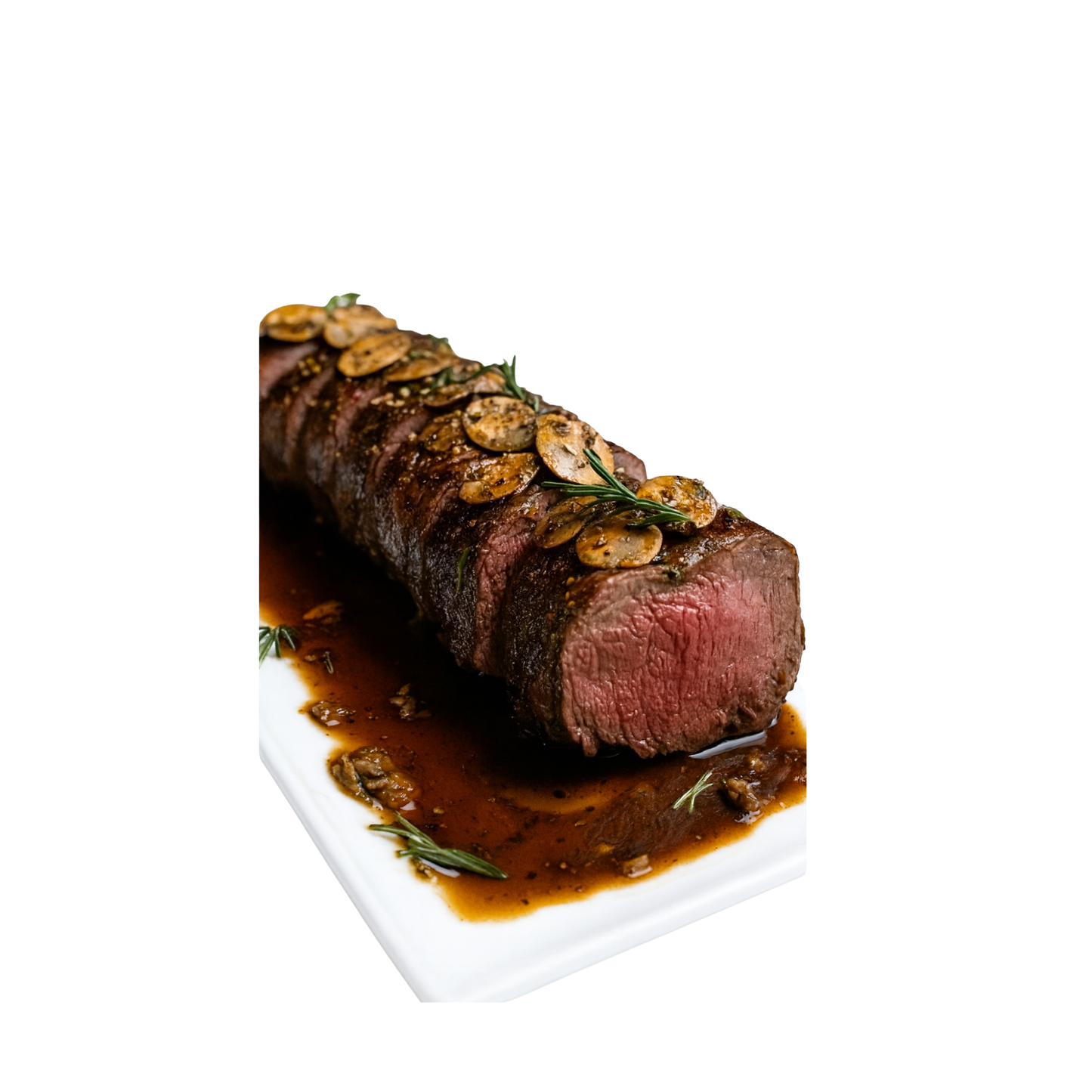 Lomito Entero Rostizado con Salsa de Hongos Salvajes