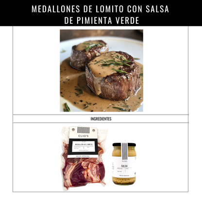Medallones de Lomito con Salsa de Pimienta Verde