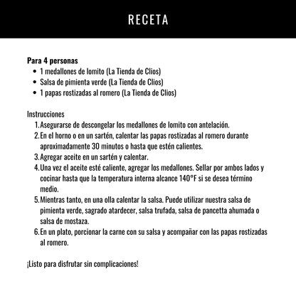 Medallones de Lomito con Salsa de Pimienta Verde