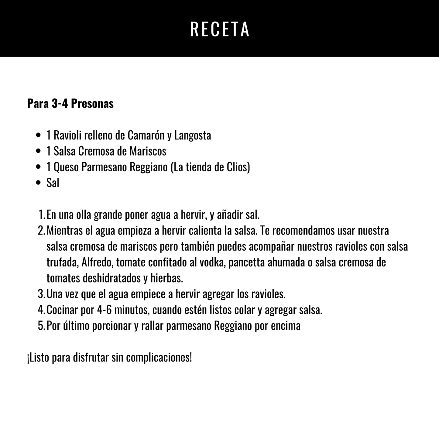 Ravioli Relleno de Camarón y Langosta con Salsa Cremosa de Mariscos