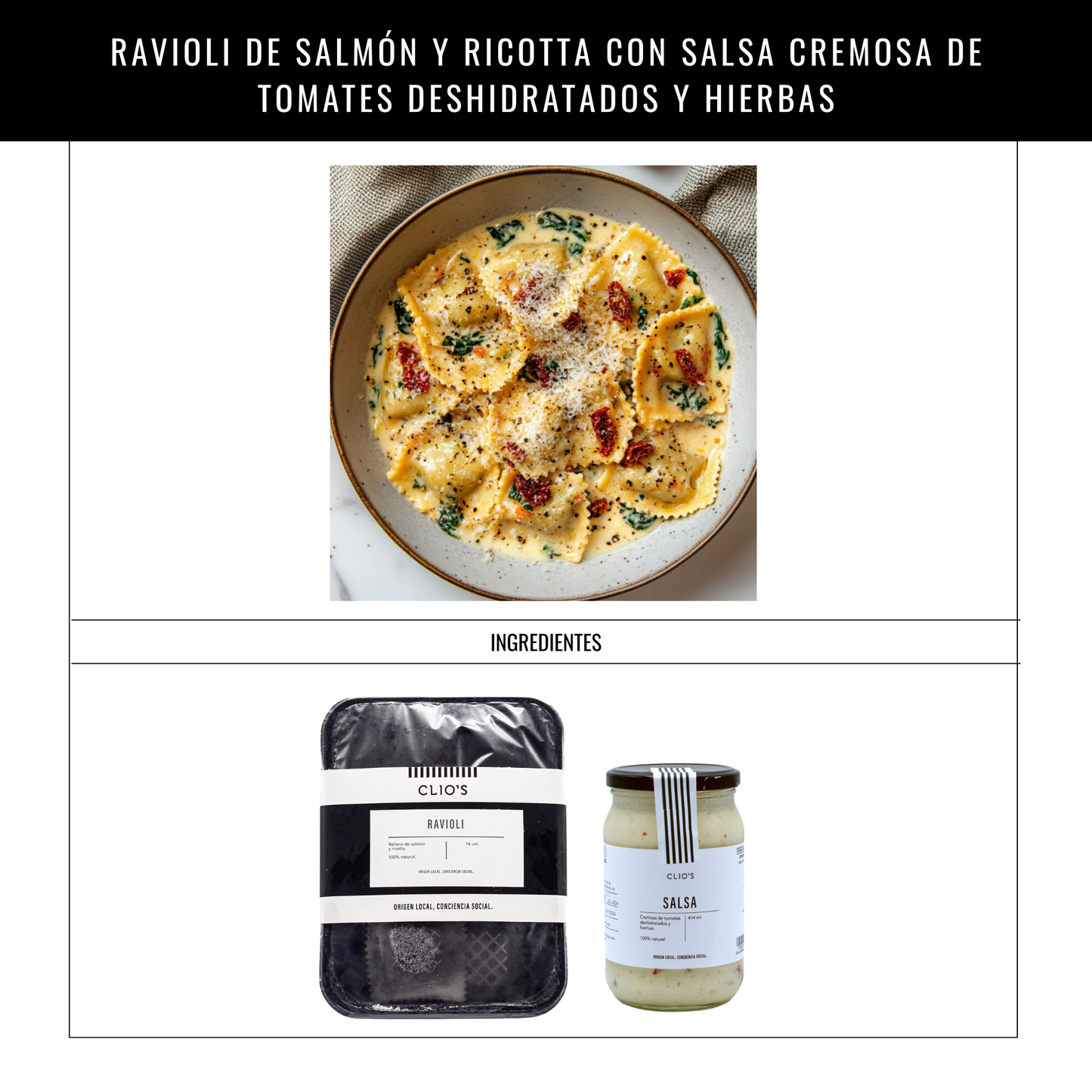 Ravioli de Salmón y Ricotta con Salsa Cremosa de Tomates Deshidratados y Hierbas