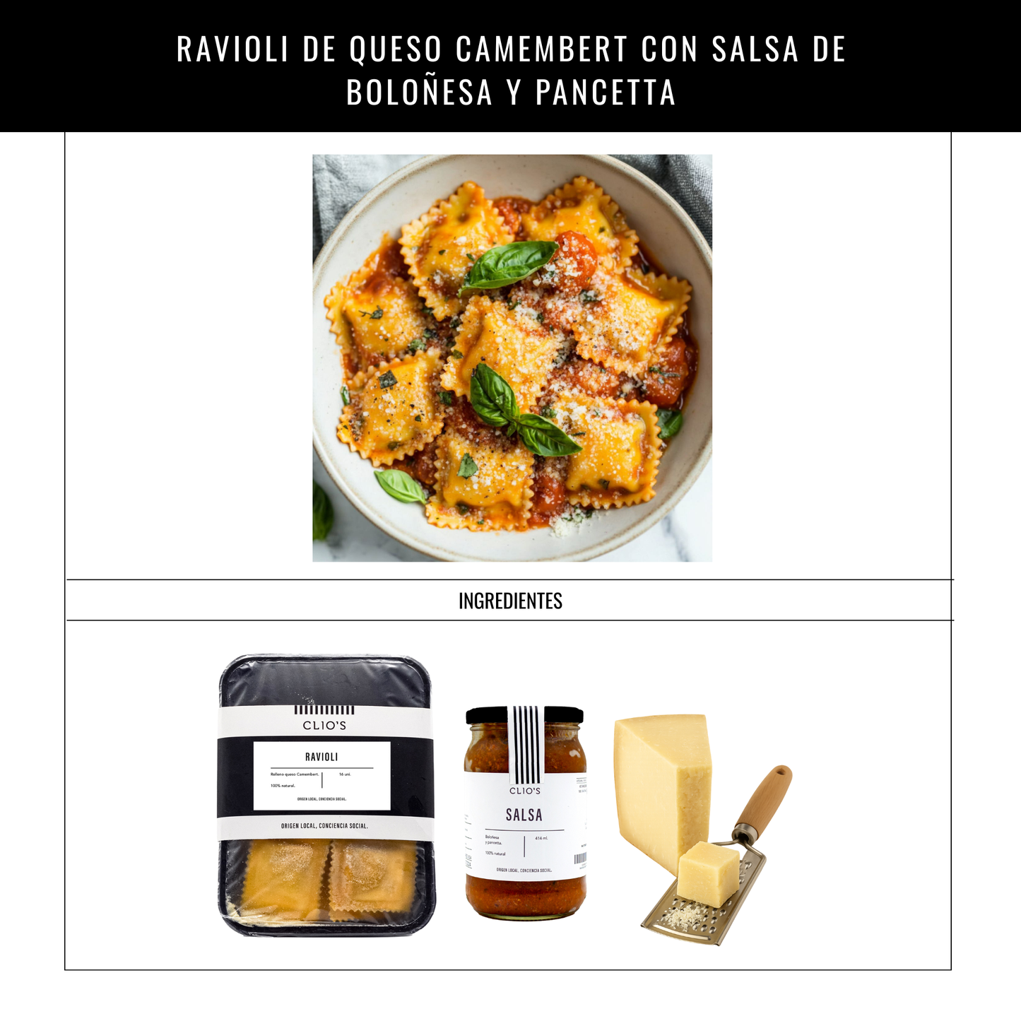 Ravioli de Queso Camembert con Salsa Boloñesa y Pancetta