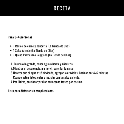 Ravioli de Carne y Pancetta con Salsa Alfredo