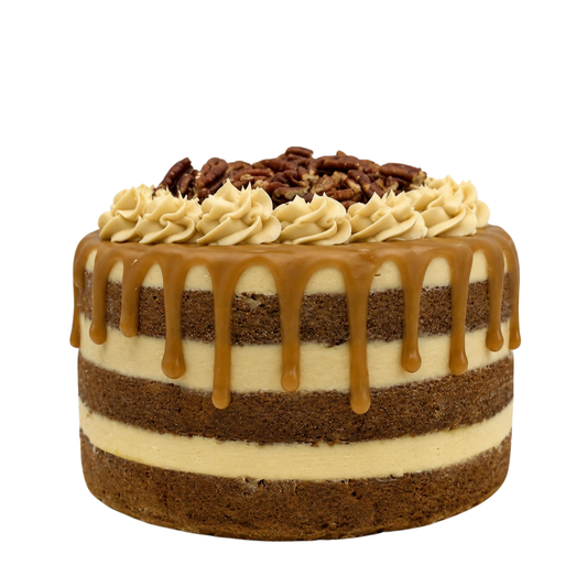 Pastel de Banano con Pecanas y Frosting de Caramelo