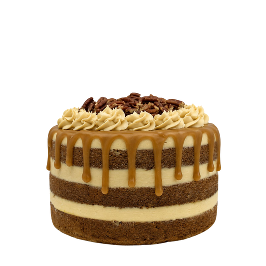 Pastel Mini de Banano con Pecanas Y Frosting de Caramelo