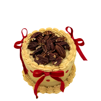 Mini Pastel de Banano con Frosting de Caramelo y Pecanas Valentines